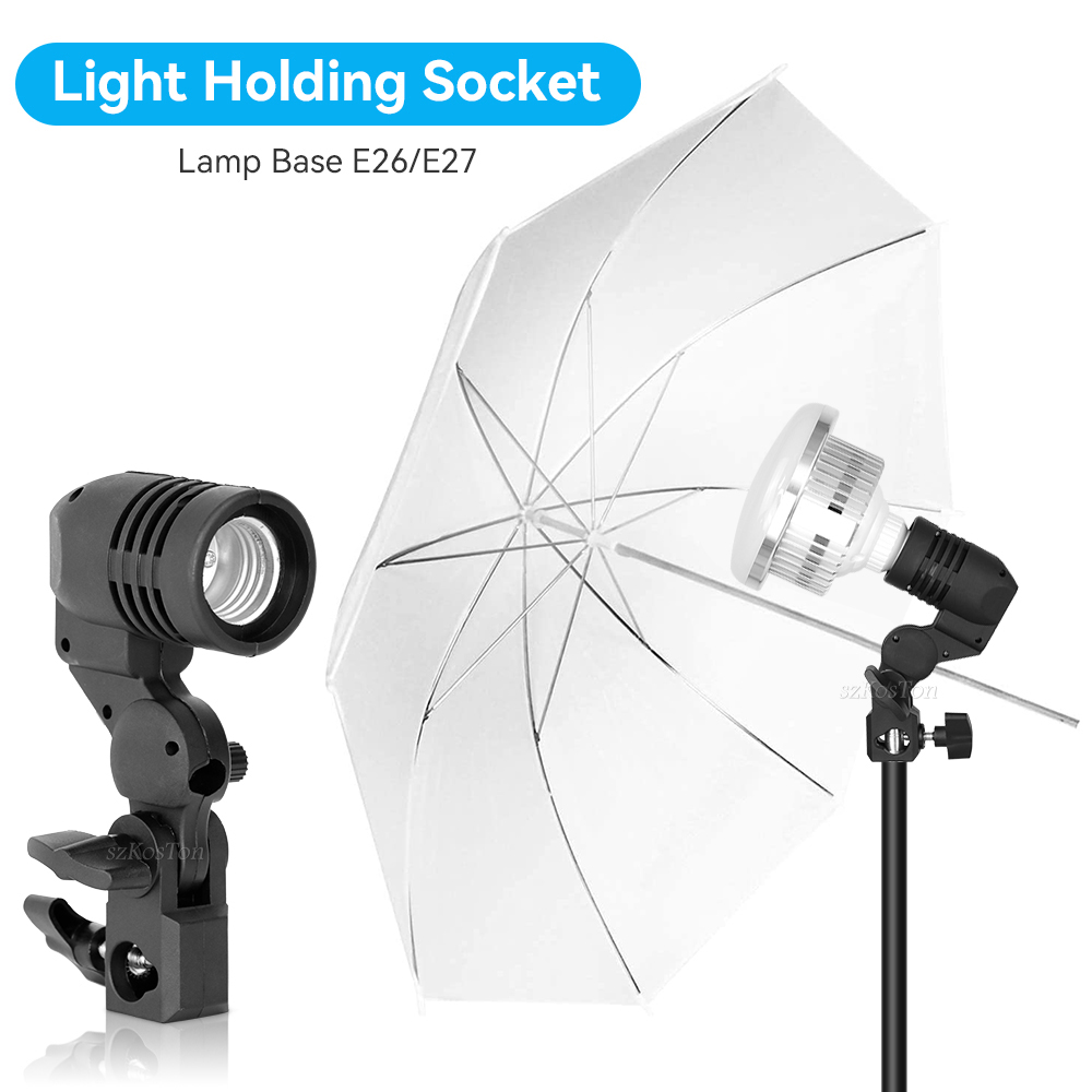 Photography Lighting Continuous - Dudukan bohlam kepala tunggal, 2 buah/1